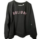 a.n.a  Womens Crewneck Black Graphic Long Sleeve Sweatshirt Photo 0