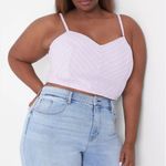 Lane Bryant NWT purple and white striped linen cami crop top smocked back sz14W Photo 0