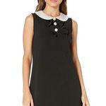 Betsey Johnson Betsy Johnson Rhinestone and Pearl Peter Pan Collar Black sleeveless Shift Dress Photo 0