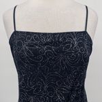 Vintage Y2k Maxi Overlay Glitter Floral Dress Split Front Gown Black Silver Size M Photo 3