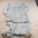 Shadowline Vintage Long Sleeve Nylon‎ Nightgown Lace Trim Embroidered Blue L Size undefined Photo 1