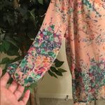 Everly SemiSheer Peach & Watercolors Flowy Boho Round Neck Blouse S Photo 4