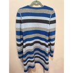 Akris  Bergdorf Goodman Reversible Longline Cardigan Striped Sz 6 Flaw Gray Blue Photo 3