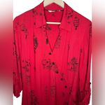 Soft Surroundings Pagoda Printed Wrap Roll Tab Tunic Size L Red Photo 2