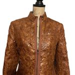 V Cristina Textured Faux Leather Jacket in Rich Brown Size M Photo 1