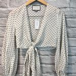 Alexis NWT  XS Nirav Crop Tied Black & White Polka Dot Wrap Long Sleeve Blouse Photo 2
