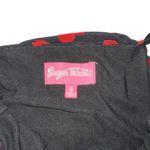 Sugar Thrillz Noir Rise And Fall Velvet Heart Ruched Mesh Mini Dress SMALL Red Photo 3