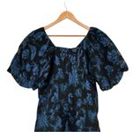 Adelyn Rae  Floral Print Jacquard V-Neck Puff Sleeve Sheath Dress Teal Medium Photo 5