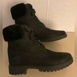 Timberland Women's Black leather fur trim waterproof combat Ankle Boots size 7 Photo 0