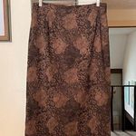 Briggs New York Brown & Cream Long Floral Print Pencil Skirt Photo 0