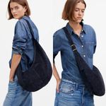 Madewell NEW  The Essential Curve Shoulder Bag Navy Suede Photo 1