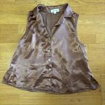 Cloth & Stone Brown Bronze Silky Preppy Career Coastal Whimsigoth Ballet Top XS Photo 0