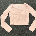 Pink Fitted Long Sleeve Crop Top Size L Photo 0