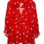 Ruby Rose Red Christmas Santa Pug Dog Button Down Blouse Shirt Top Women L Rayon Size L Photo 0