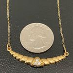 Crescent Vintage Gold-tone CZ Stone Bar Pendant 16” Necklace Photo 3