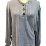 Como vintage Ribbed Knit Button Up Long Sleeve Top Casual Relaxed‎ Fit Blouse Photo 0