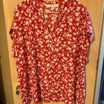 Sweet Rain  Red and White Floral Blouse Photo 0