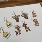 Lot Of 4 Dangle Drop Pierced Earrings Christmas Holiday Reindeer, Angel Photo 1