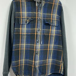 EXPRESS Womans Hooded Flannel Shirt SP Multicolor Button Down Photo 0