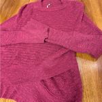 Free People  Berry Pink Asymmetrical Knit Sweater Size Large Cowl Neck Cozy Knit Photo 10