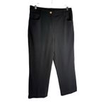 St. John Pants Womens 10 Black Wide Leg Cropped High Rise Stretch Designer USA Photo 2