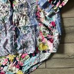 POL Blue and Pink Ruffled Button Down Blouse Photo 1