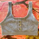 grey waffle knit button up front sports bra Gray Photo 7