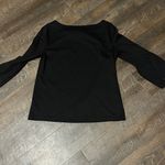 Talbots Womens Blouse Black Bell Sleeve Scoop 3/4 Sleeves Size Small Photo 3