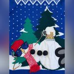 Jolly Sweaters Women’s Small Blue Knot Snowman With Beer Christmas Holiday Photo 4