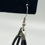 Double Leather Corded Dangling Earrings w/ Silver Photo 9