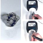14KT SOLID WHITE GOLD DIAMOND & SAPPHIRE VINTAGE .64 TOTAL CARAT RING Photo 9
