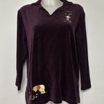 Disney Vintage Store Winnie The Pooh Fall Autumn Plum Velvet Sweater Size S Photo 0