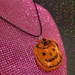 Kawaii Orange Pumpkin Black Necklace Fall Fashion Halloween Costume Emo Gothic Photo 2