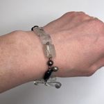 Women’s Beaded Bracelet Black & Clear Beads Silver Photo 2