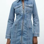 ZARA denim jean zip up long sleeve mini casual dress Photo 3