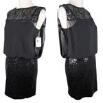 AQUA Dress Black Sequin Keyhole 2 Sleeveless Sheer Overlay New Photo 2
