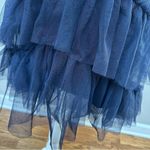 City Studios Navy blue Velvet Cutout Mini Tulle Bottom Cocktail Prom Dress Size 3 Thin Straps Photo 3