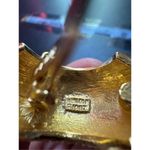 80s Vintage MiMi Di N Signed Chunky Round Embossed Gold Tone Clip On Earrings Photo 5