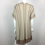 Mystree  Poncho Cardigan One Size Beige Knit Stripe Open Front Boho Photo 2
