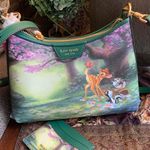Kate Spade RARE🔥Authentic  Italian leather/coated canvas BAMBI DISNEY zip CROSBY Photo 0