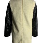 CMNC Woman Faux Leather Sherpa Coat M Cream Black Full Zipper Pockets Lined Size M Photo 3