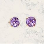 Savvy Cie Jewels 18K Yellow Gold Vermeil Amethyst Stud Earrings Purple Photo 0