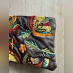 Arden B Y2K Embroidered Beaded Leather Wristlet Clutch Floral Brown Cocktail Bag Photo 3