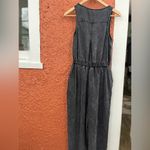 Women's Denim Scoop Neck Sleeveless Drawstring Waist Jumpsuits Overall XS Gray Photo 5