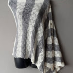 Anthropologie Moth sz One Size gray white striped poncho linen knit top NWOT Photo 0