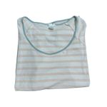 LAKE Pajama Top Womens S PINK Stripe green trim Pima Cotton Short Sleeve Comfort Photo 5