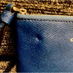 Coach Authentic Corner Zip Crossgrain Leather Wristlet Wallet Purse Blue F58032 Photo 2