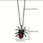 Halloween Gothic Red Crystal Cute Spider Pendant Necklace Photo 1