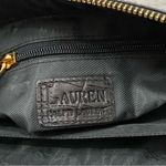 Ralph Lauren Lauren Black Croc Leather Beige Canvas Gold Turnlock Shoulder Bag Photo 15