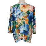 Alfred Dunner  X-Large Top Floral 3/4 Sleeve Stretch V-Neck Shark-Bite Hem Multi Photo 3